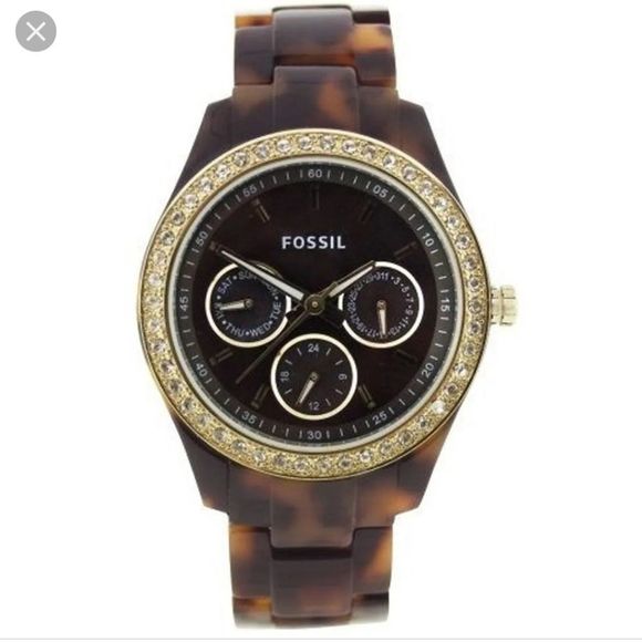 FOSSIL Stella Multifunction 4‎ Dial Tortoise Shell Resin Watch ES2785 - Picture 1 of 8